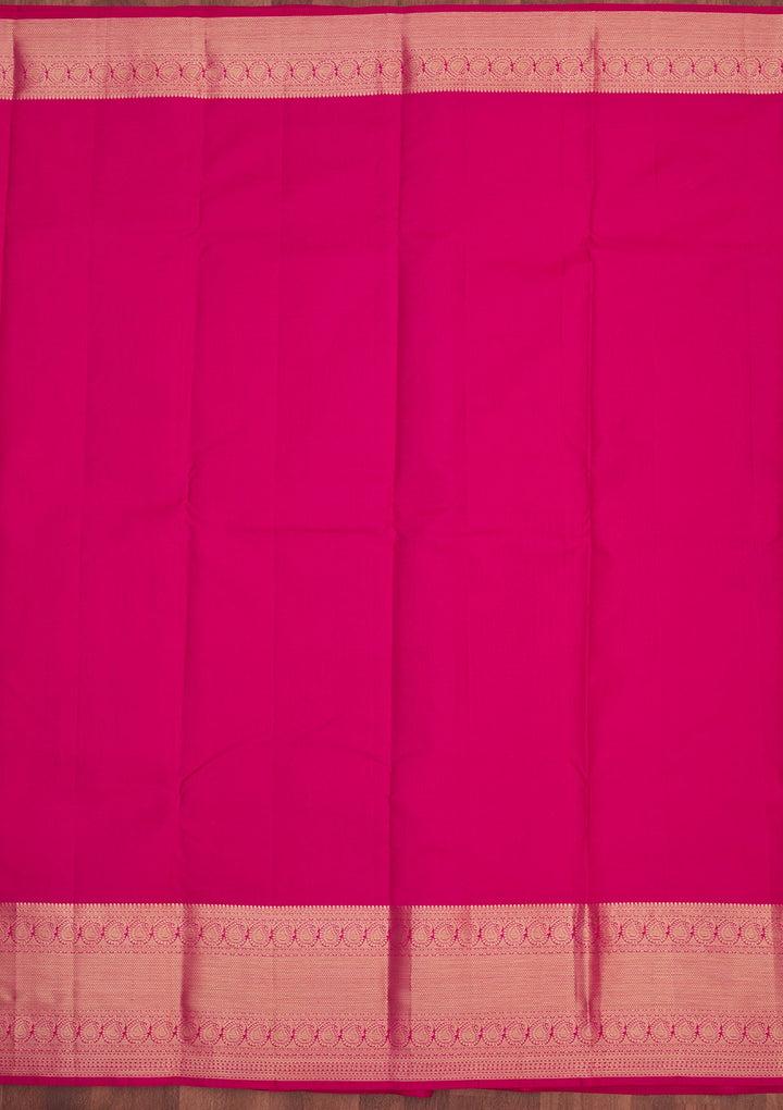 Rani Pink Zariwork Pure Silk Saree-Koskii
