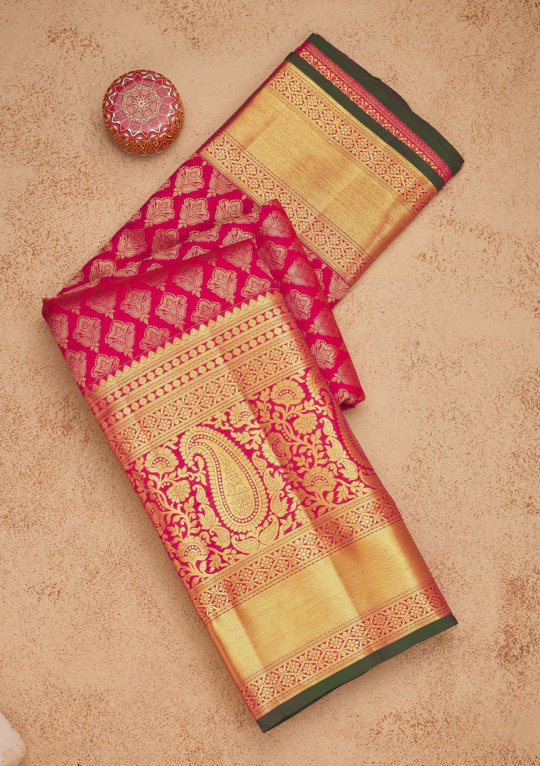 Rani Pink Zariwork Pure Silk Saree-Koskii