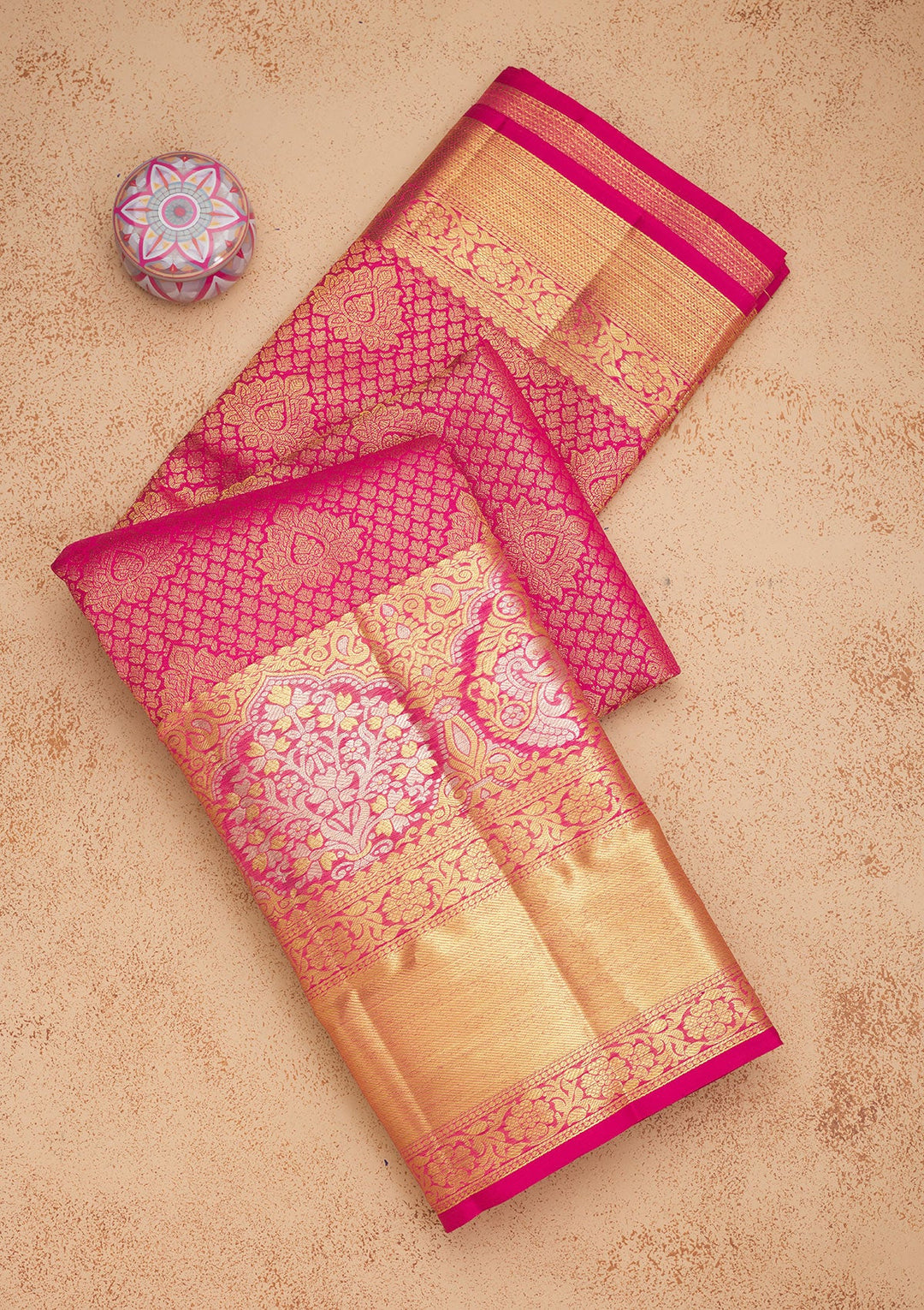 Rani Pink Zariwork Pure Silk Saree-Koskii