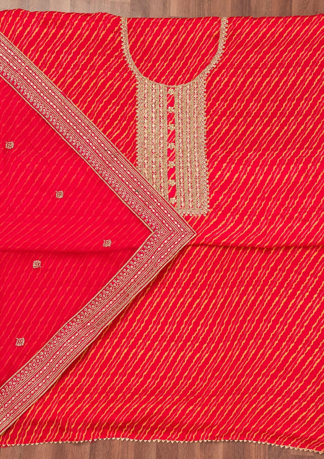 Rani Pink Printed Georgette Unstitched Salwar Suit-Koskii