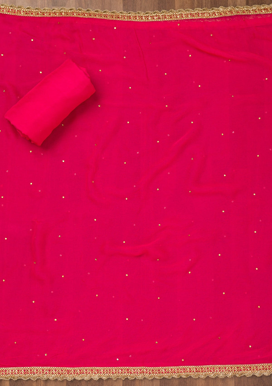 Rani Pink Zariwork Organza Unstitched Salwar Suit-Koskii