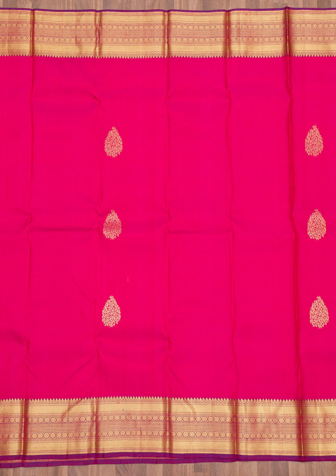 Rani Pink Zariwork Pure Silk Saree-Koskii