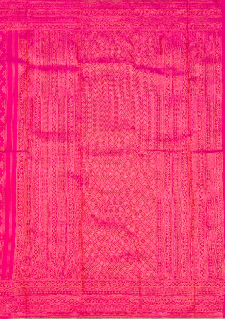 Rani Pink Zariwork Pure Silk Saree-Koskii