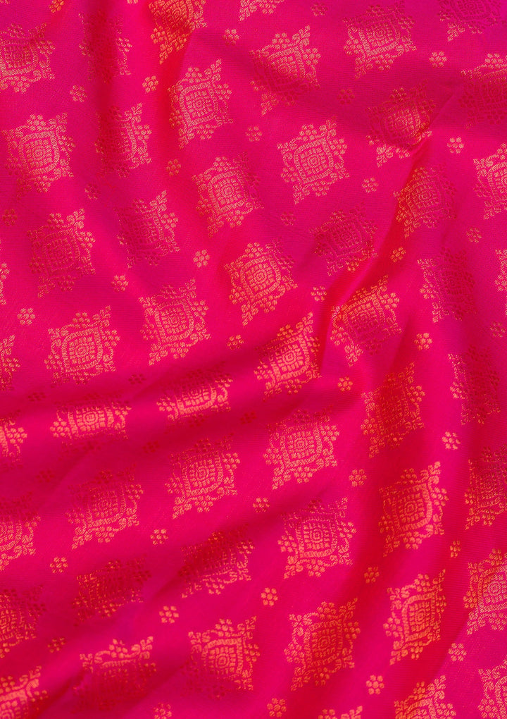 Rani Pink Zariwork Pure Silk Saree-Koskii