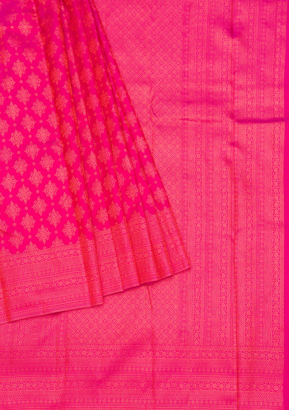 Rani Pink Zariwork Pure Silk Saree-Koskii