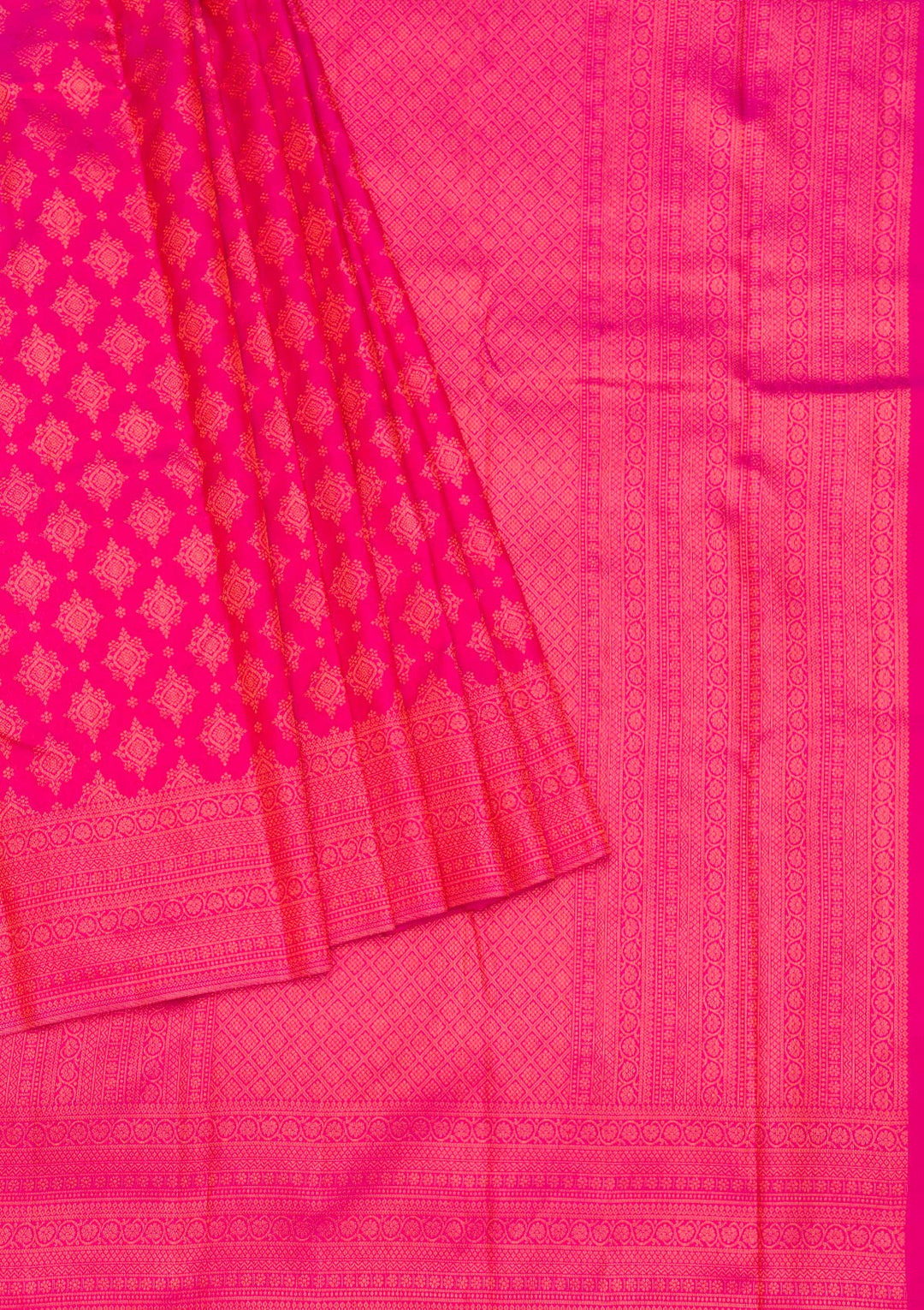 Rani Pink Zariwork Pure Silk Saree-Koskii