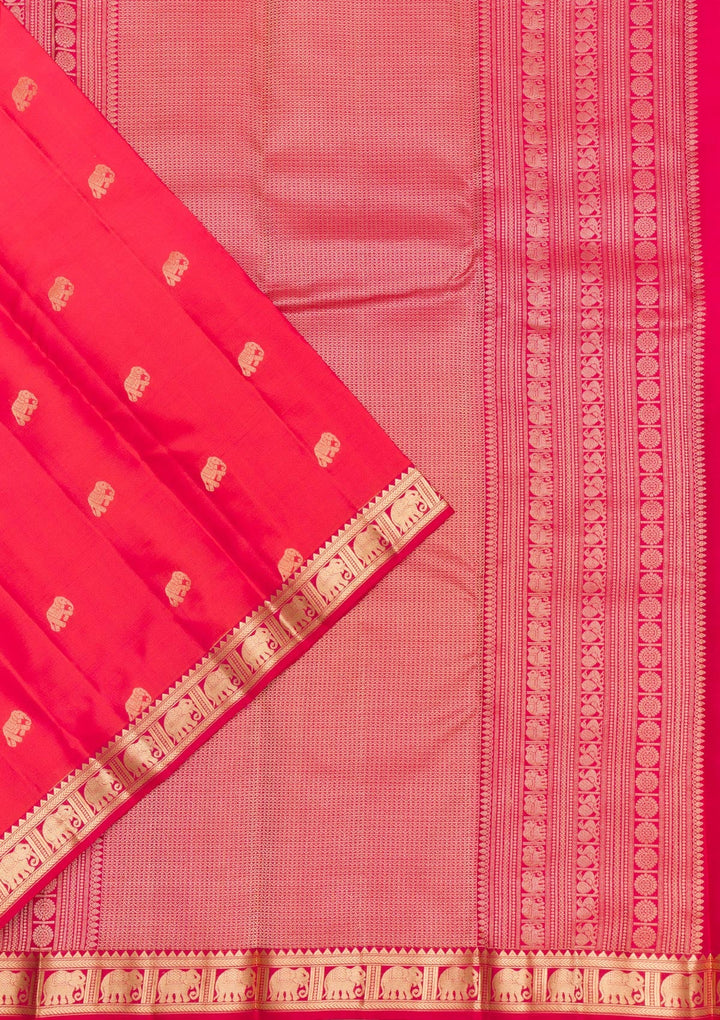 Rani Pink Zariwork Pure Silk Saree-Koskii