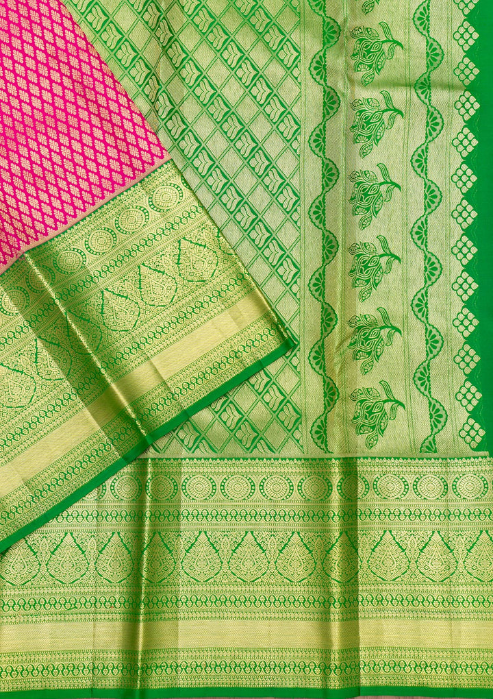 Rani Pink Zariwork Pure Silk Saree-Koskii