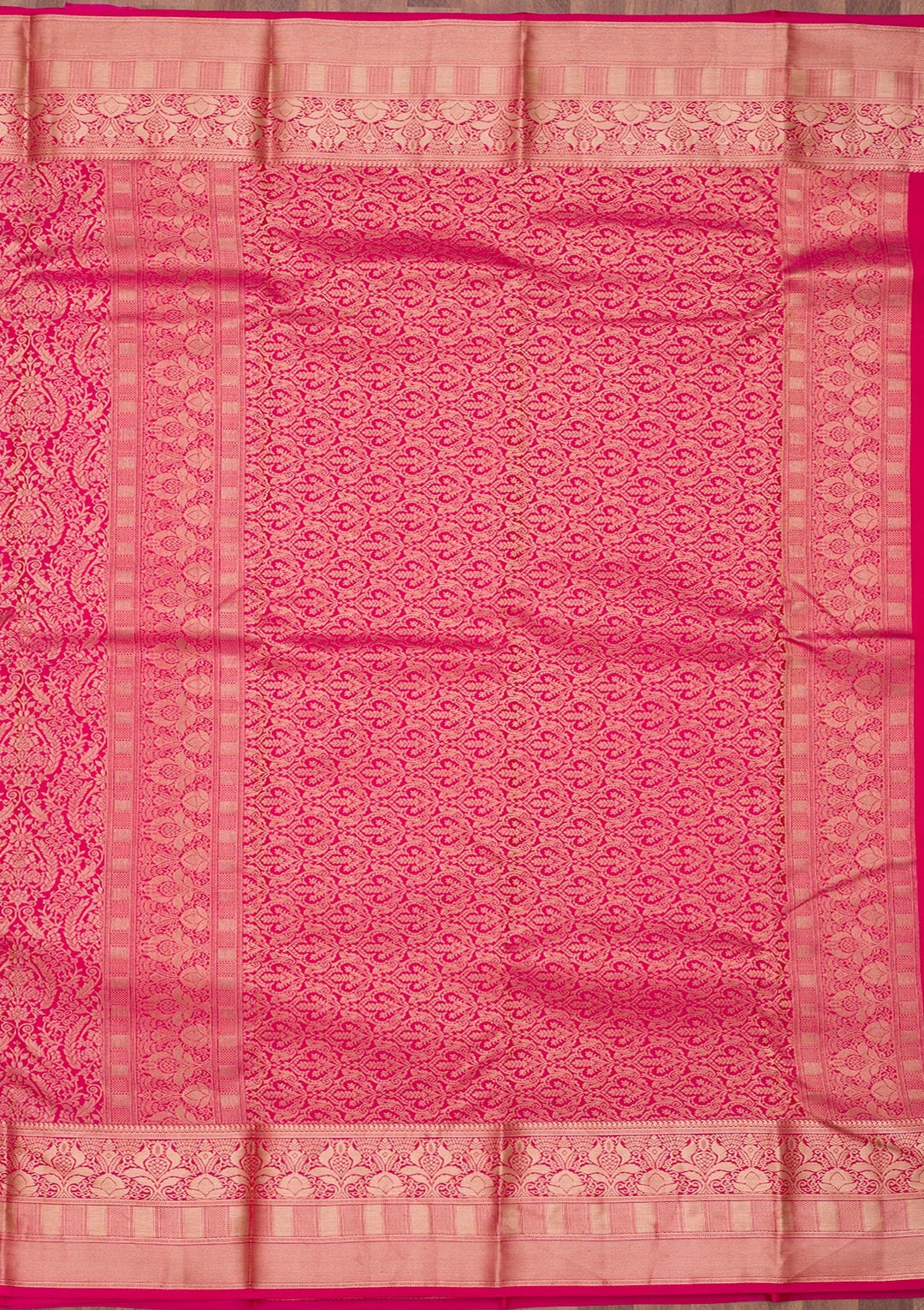 Rani Pink Zariwork Pure Silk Saree-Koskii