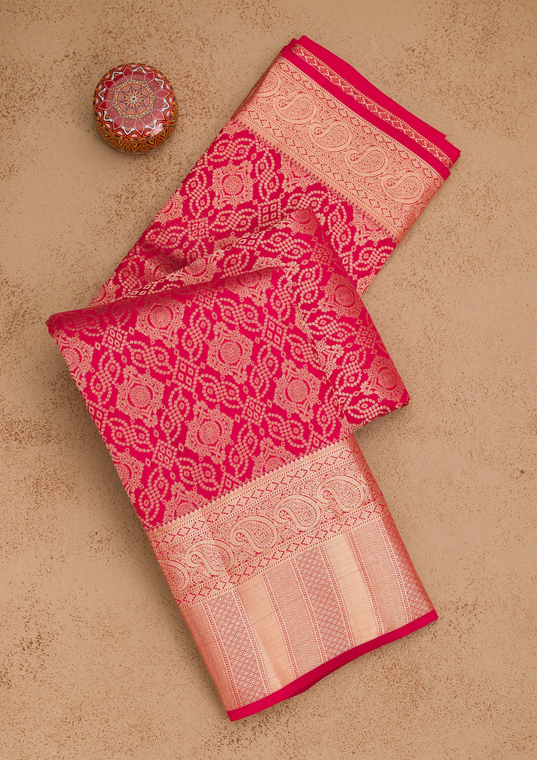 Rani Pink Zariwork Pure Silk Saree-Koskii