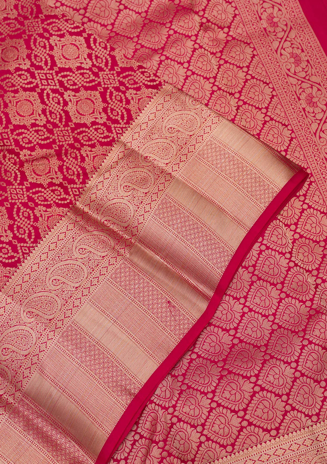 Rani Pink Zariwork Pure Silk Saree-Koskii