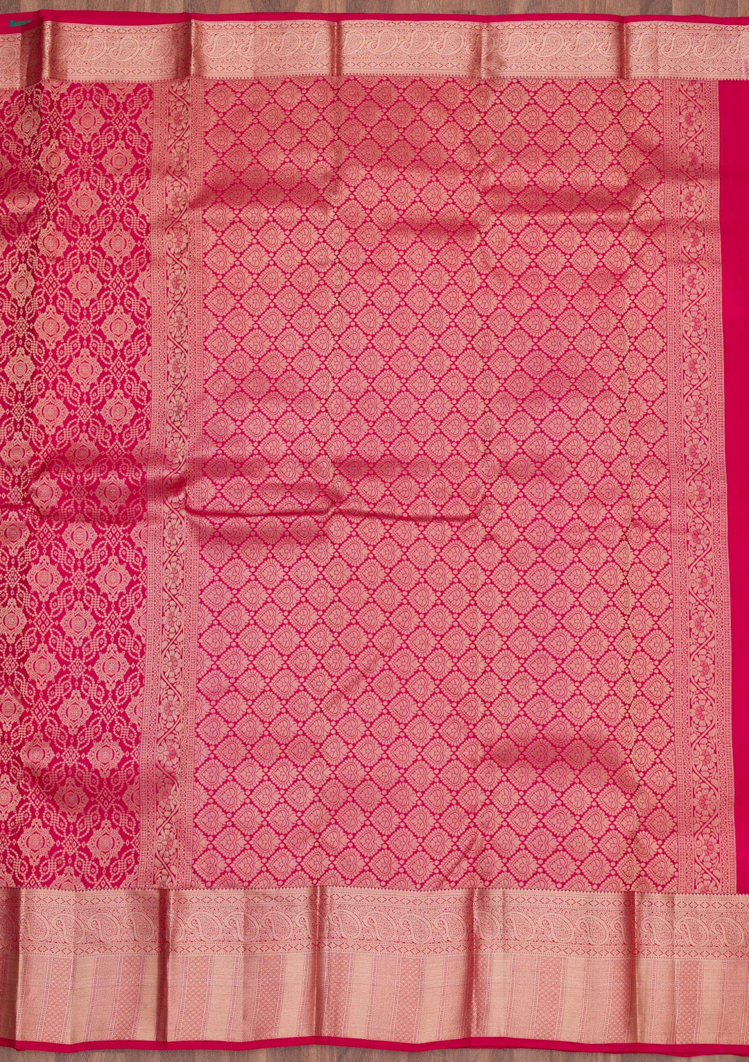 Rani Pink Zariwork Pure Silk Saree-Koskii