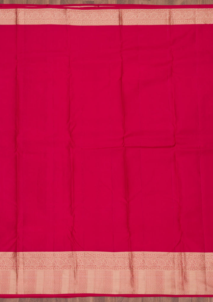 Rani Pink Zariwork Pure Silk Saree-Koskii