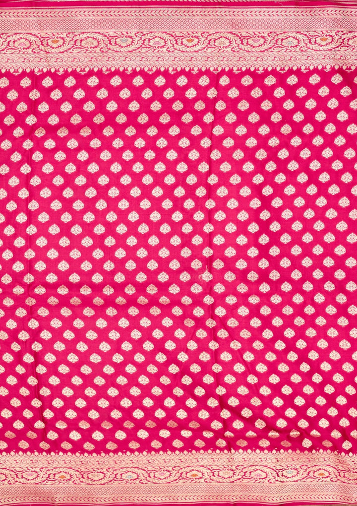 Rani Pink Zariwork Pure Silk Saree-Koskii