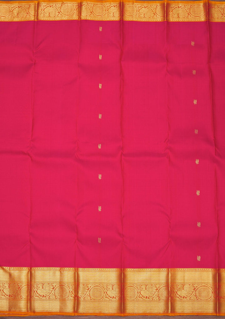 Rani Pink Zariwork Pure Silk Saree-Koskii