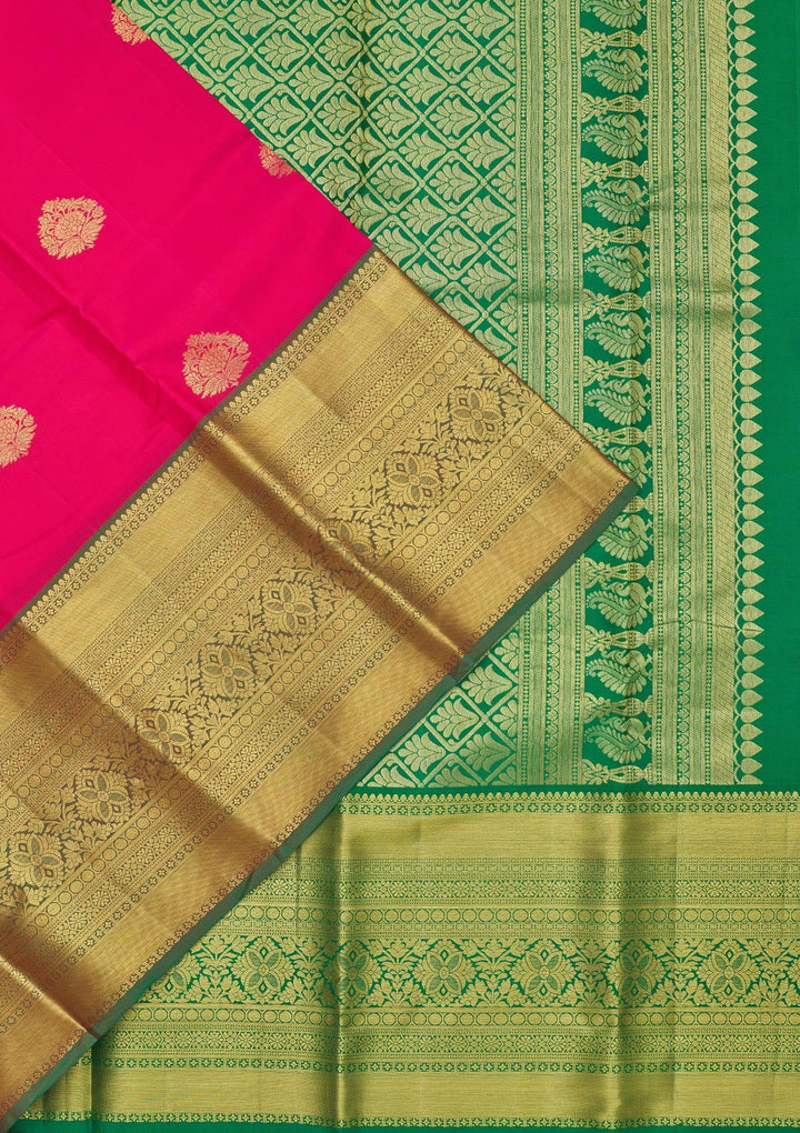 Rani Pink Zariwork Pure Silk Saree