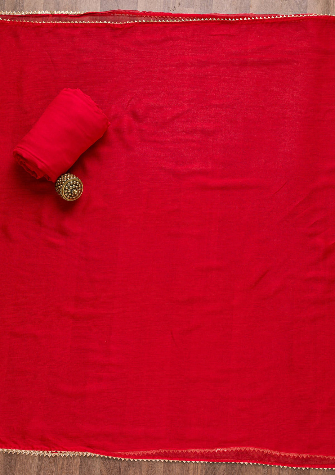 Red Zardosi Bandhini Unstitched Salwar Suit-Koskii