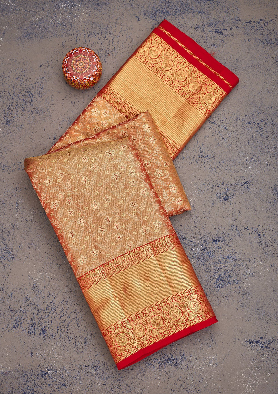 Red Zariwork Pure Silk Saree-Koskii