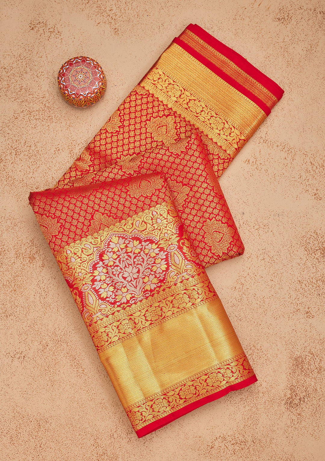 Red Zariwork Pure Silk Saree-Koskii