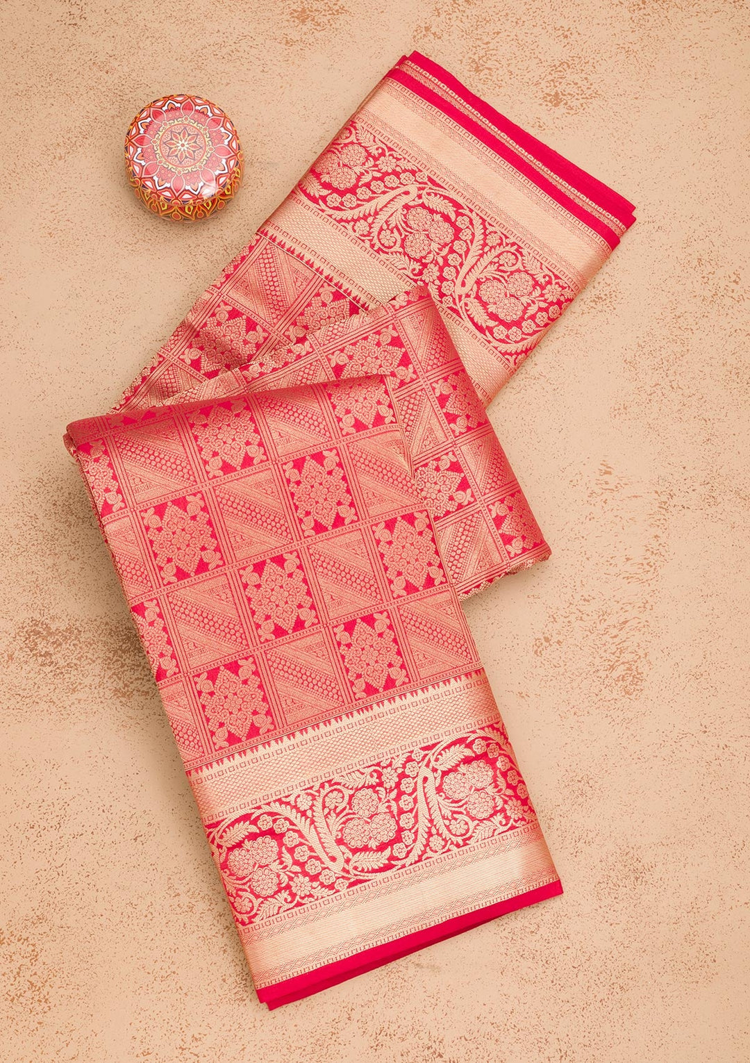 Red Zariwork Pure Silk Saree-Koskii