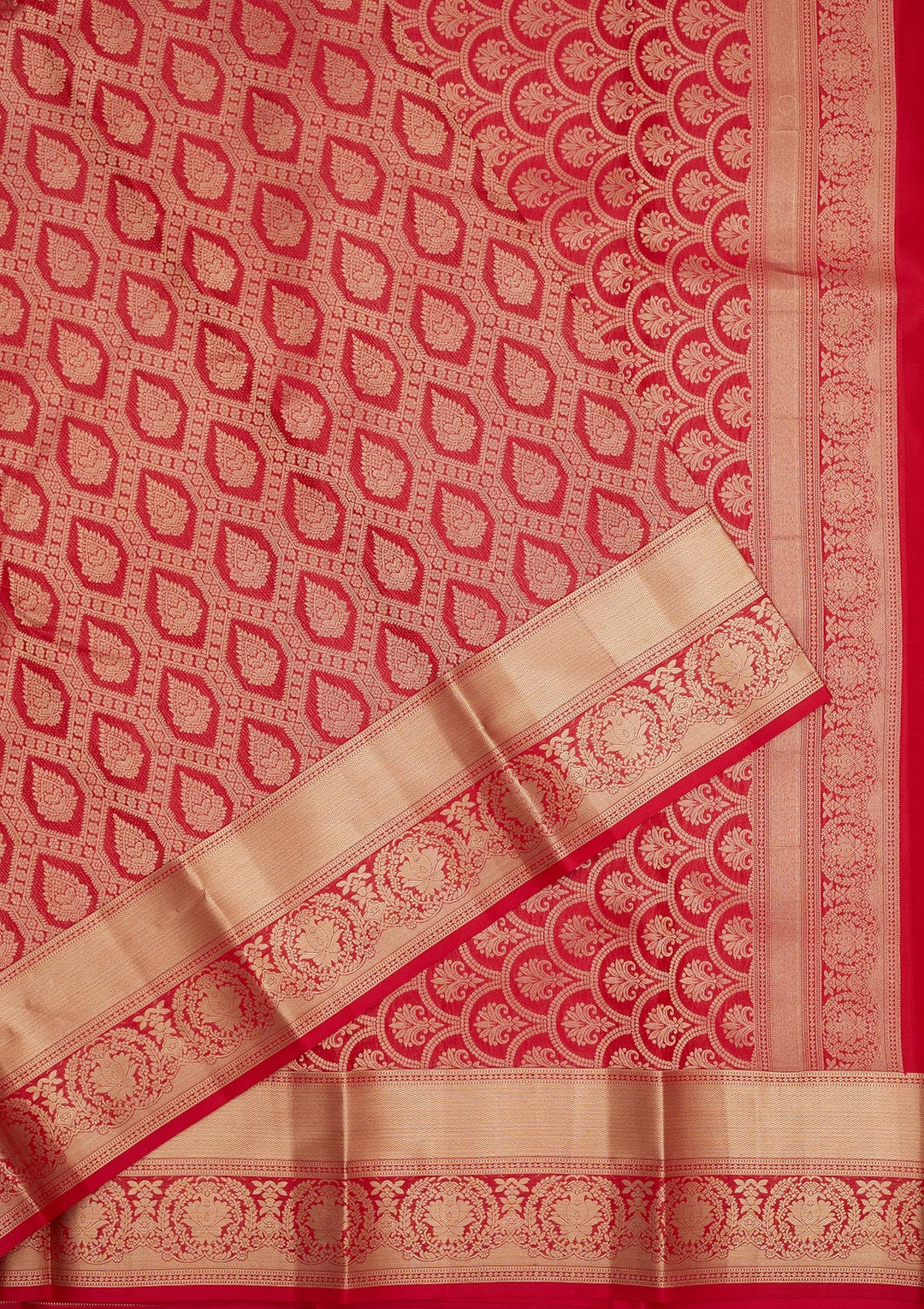 Red Zariwork Pure Silk Saree-Koskii