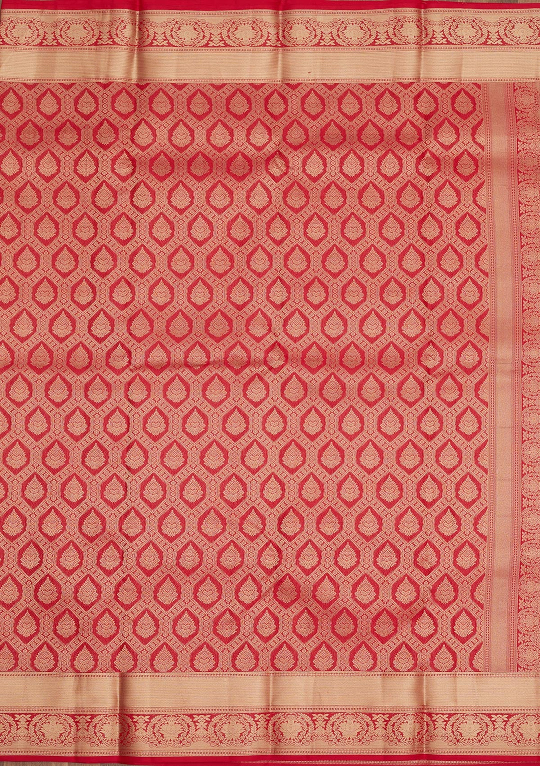 Red Zariwork Pure Silk Saree-Koskii