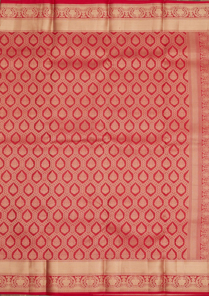 Red Zariwork Pure Silk Saree-Koskii
