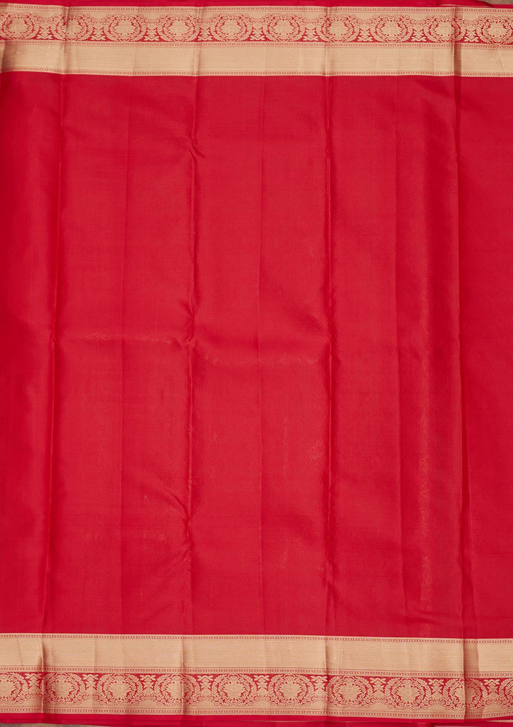 Red Zariwork Pure Silk Saree-Koskii