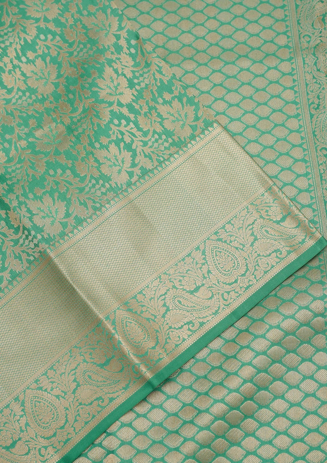 Sea Green Zariwork Pure Silk Saree-Koskii