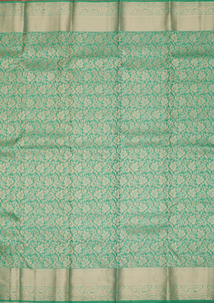Sea Green Zariwork Pure Silk Saree-Koskii