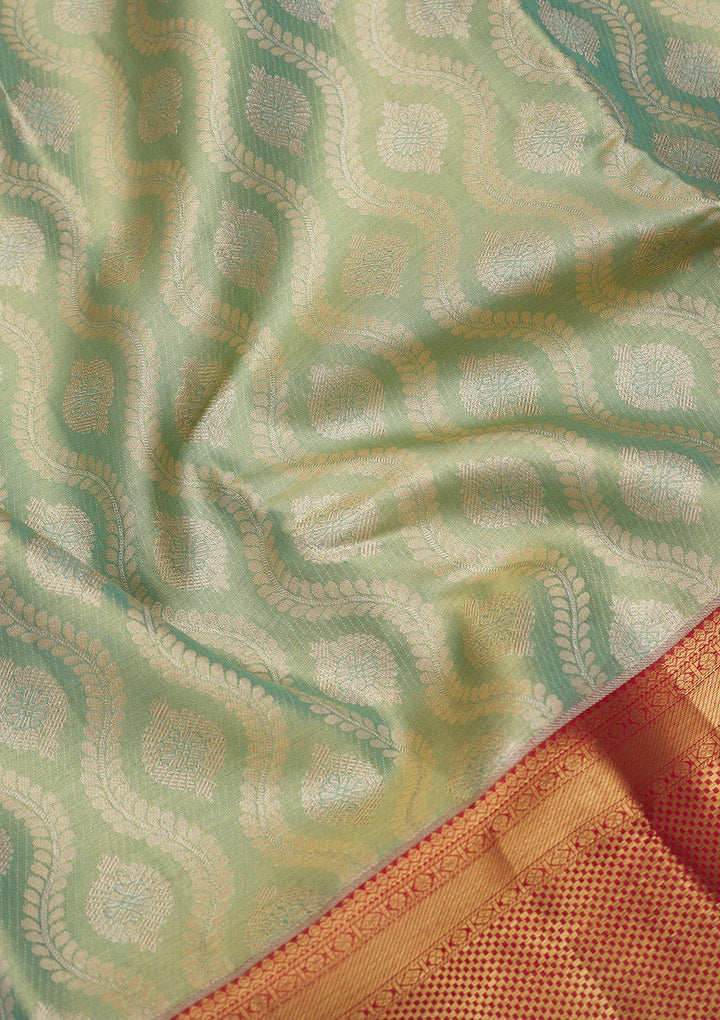 Sea Green Zariwork Pure Silk Saree