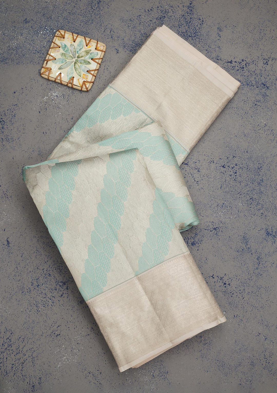 Sea Green Zariwork Pure Silk Saree-Koskii