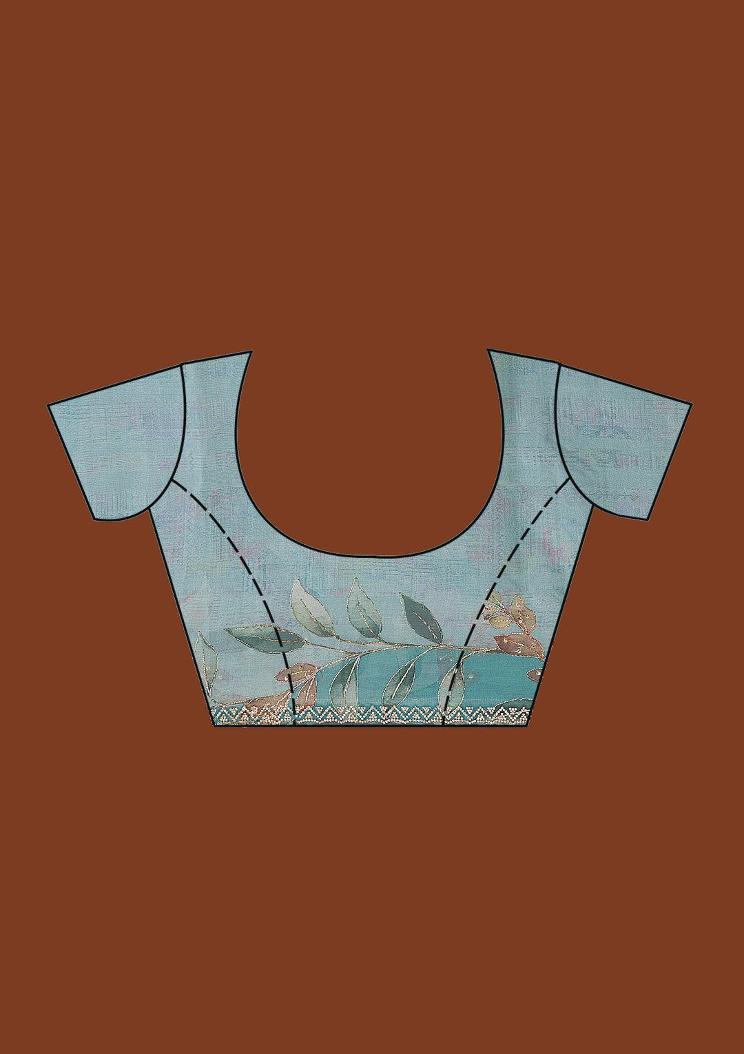 Sky Blue Printed Tissue Saree-Koskii