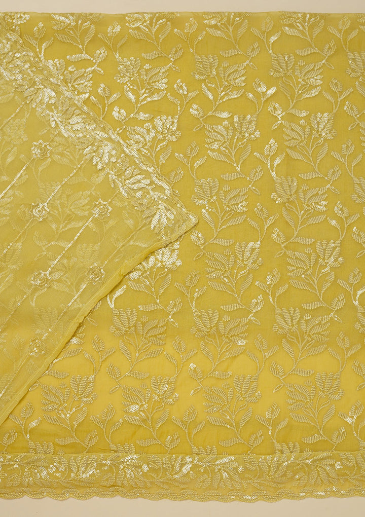 Sky Blue Threadwork Organza Unstitched Salwar Suit-Koskii