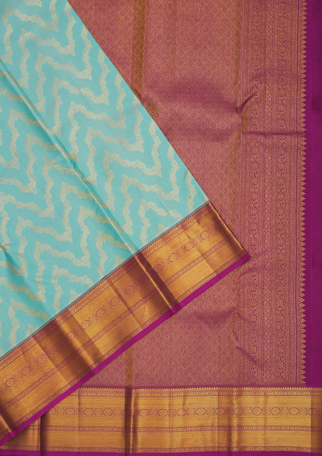 Sky Blue Zariwork Pure Silk Saree-Koskii