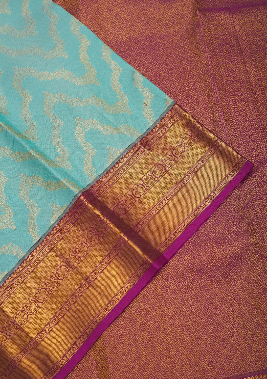 Sky Blue Zariwork Pure Silk Saree-Koskii