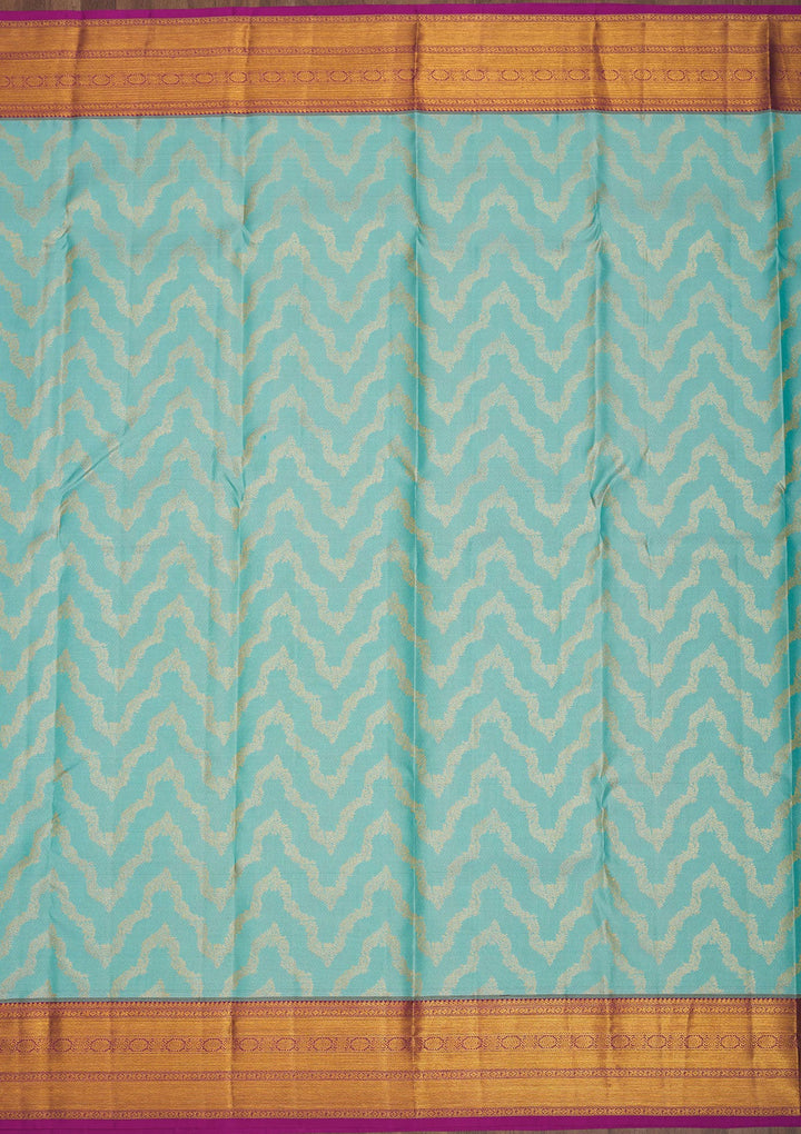 Sky Blue Zariwork Pure Silk Saree-Koskii