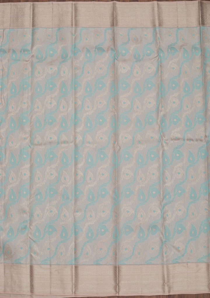 Sky Blue Zariwork Pure Silk Saree