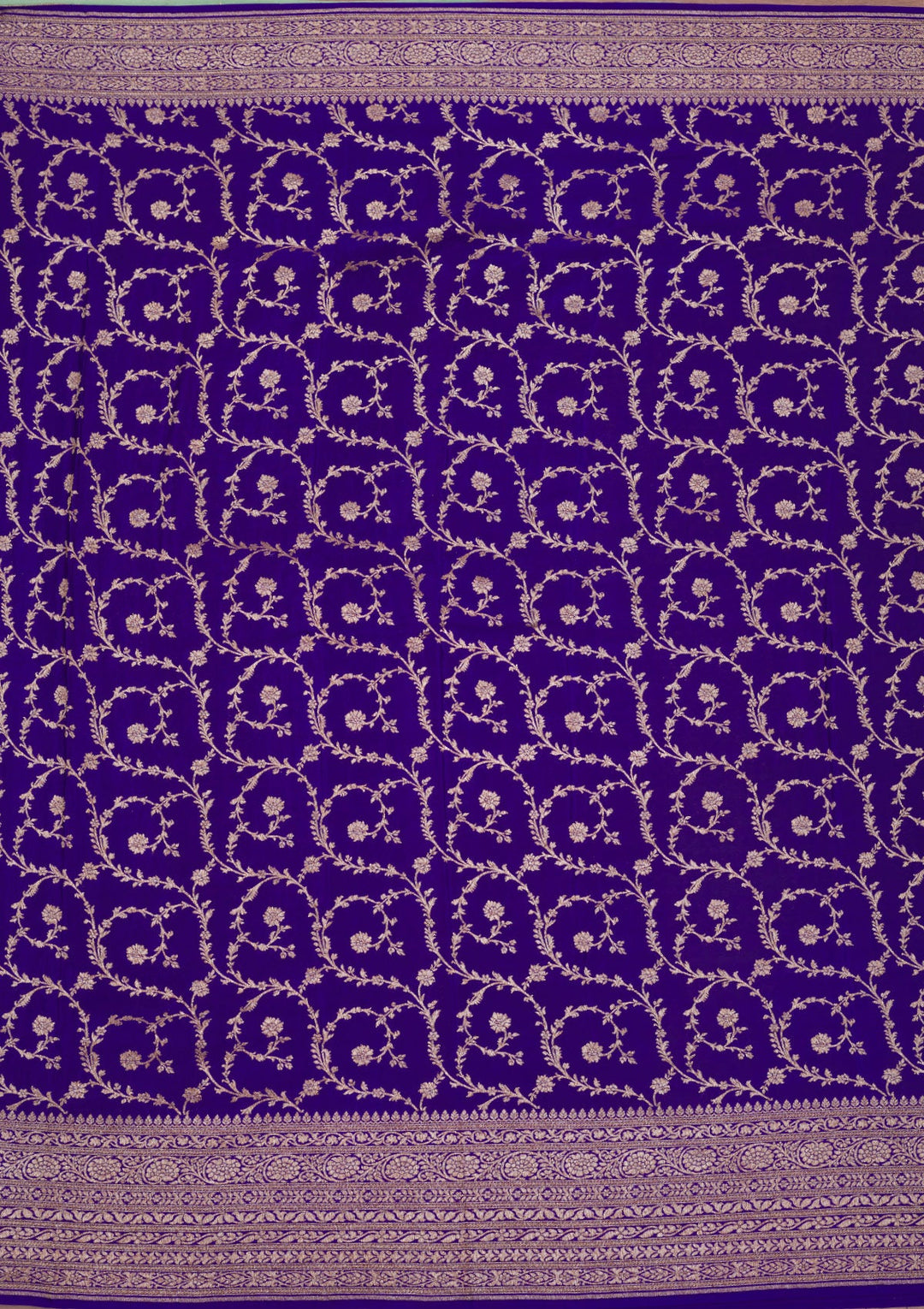 Turquoise Blue Zariwork Pure Silk Saree