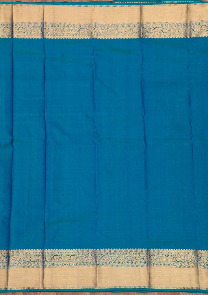Turquoise Blue Zariwork Pure Silk Saree-Koskii