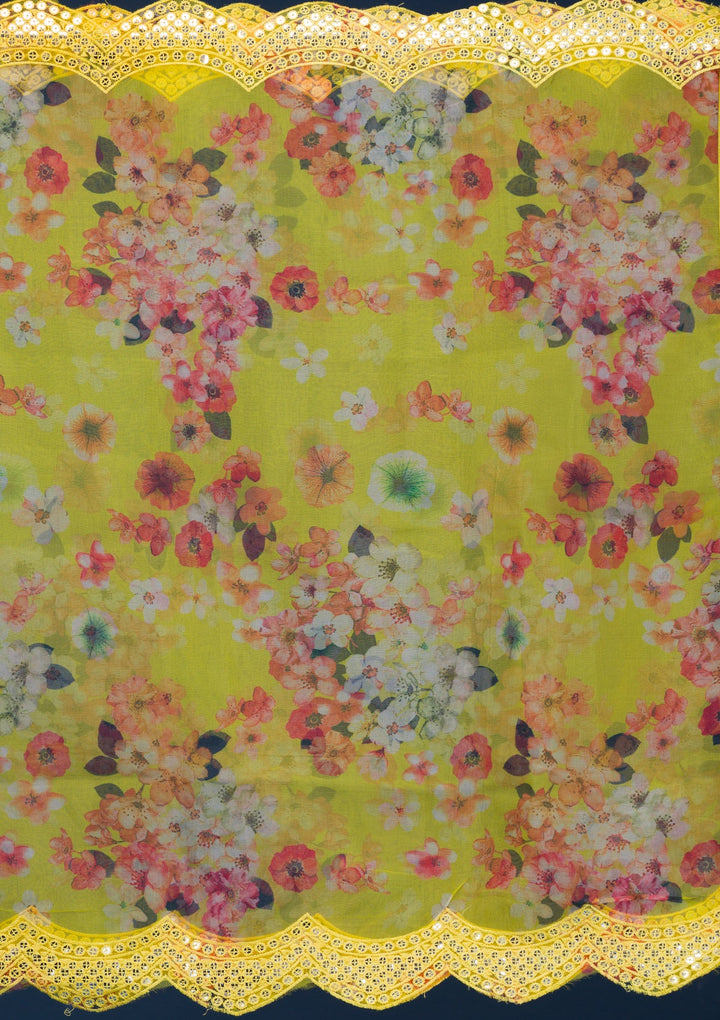 Yellow Printed Georgette Readymade Salwar Suit-Koskii