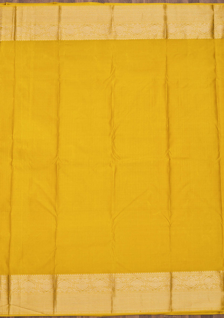 Yellow Zariwork Pure Silk Saree-Koskii