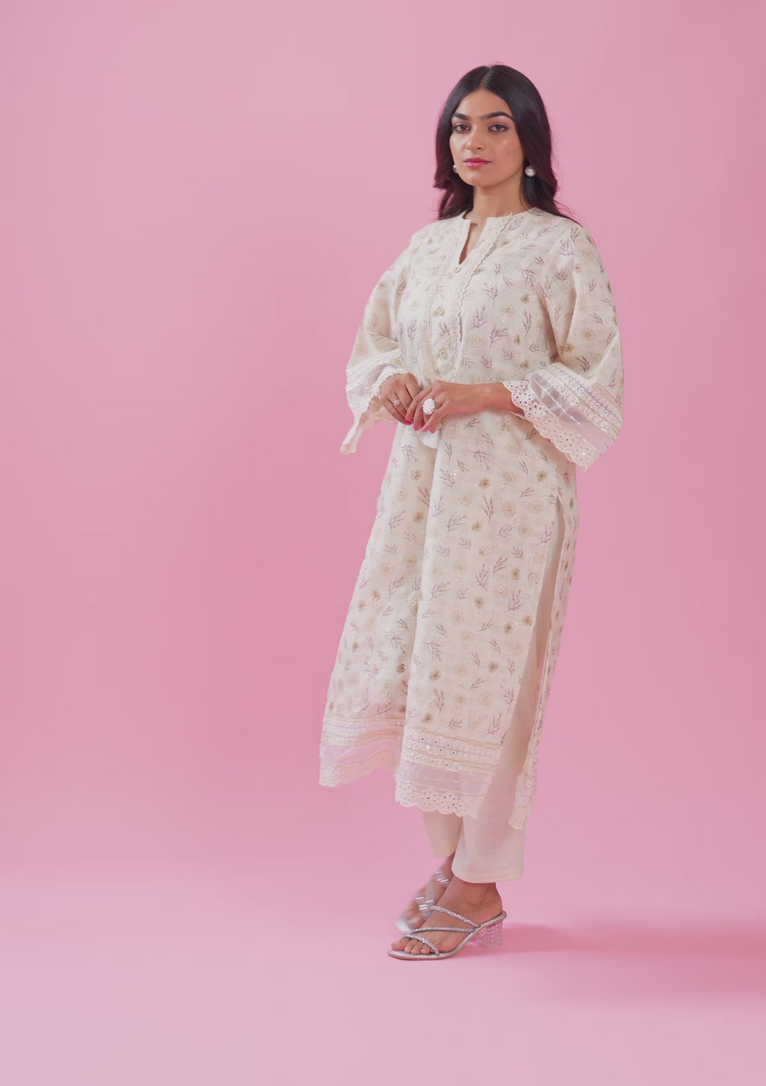 Pista Green Threadwork Cotton Unstitched Salwar Suit