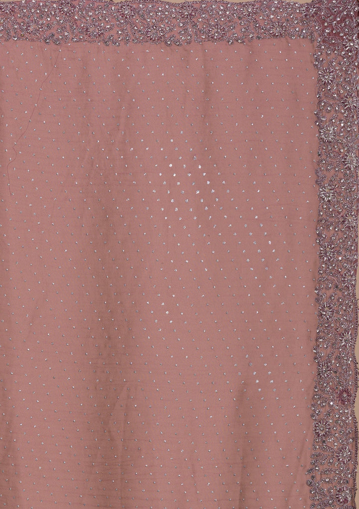 Lavender Silver Stonework Crepe Saree-Koskii