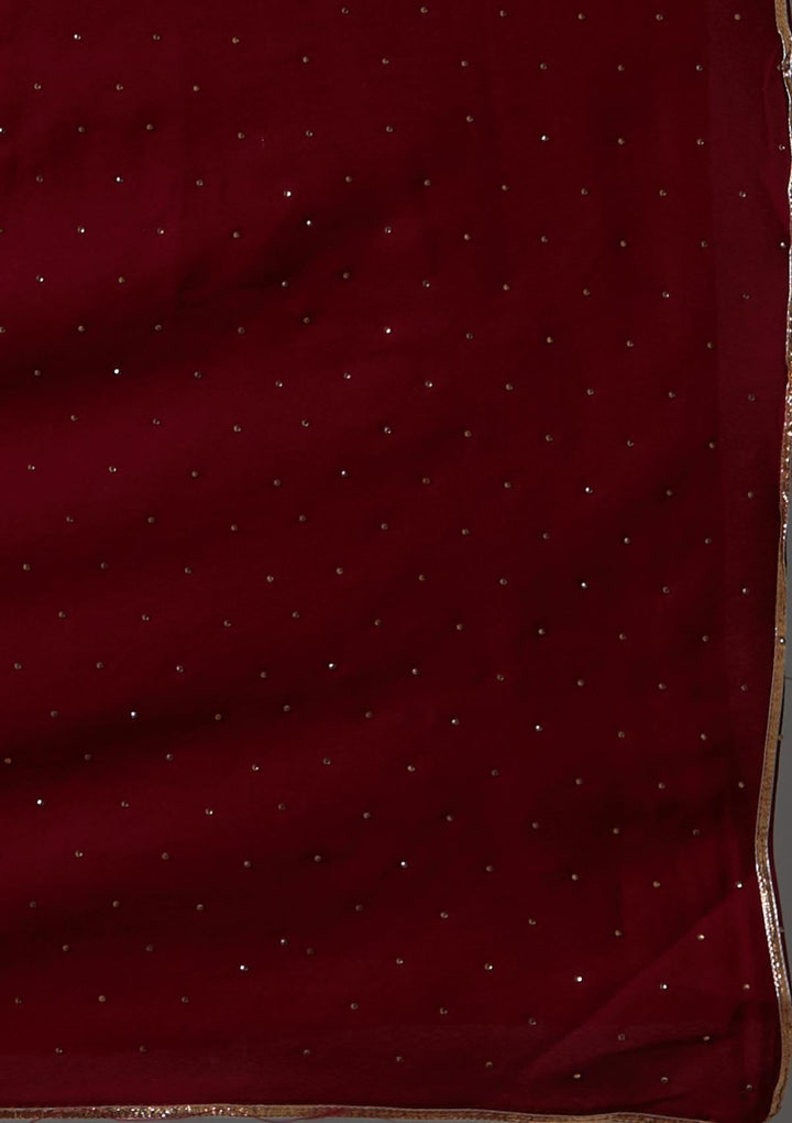Maroon Sequins Semi Crepe Designer Salwar Suit-Koskii