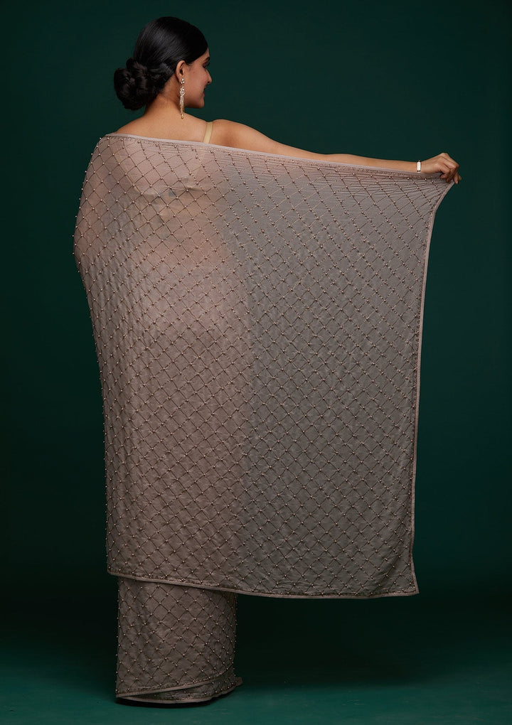 Mauve Swarovski Shimmer Designer Saree - Koskii