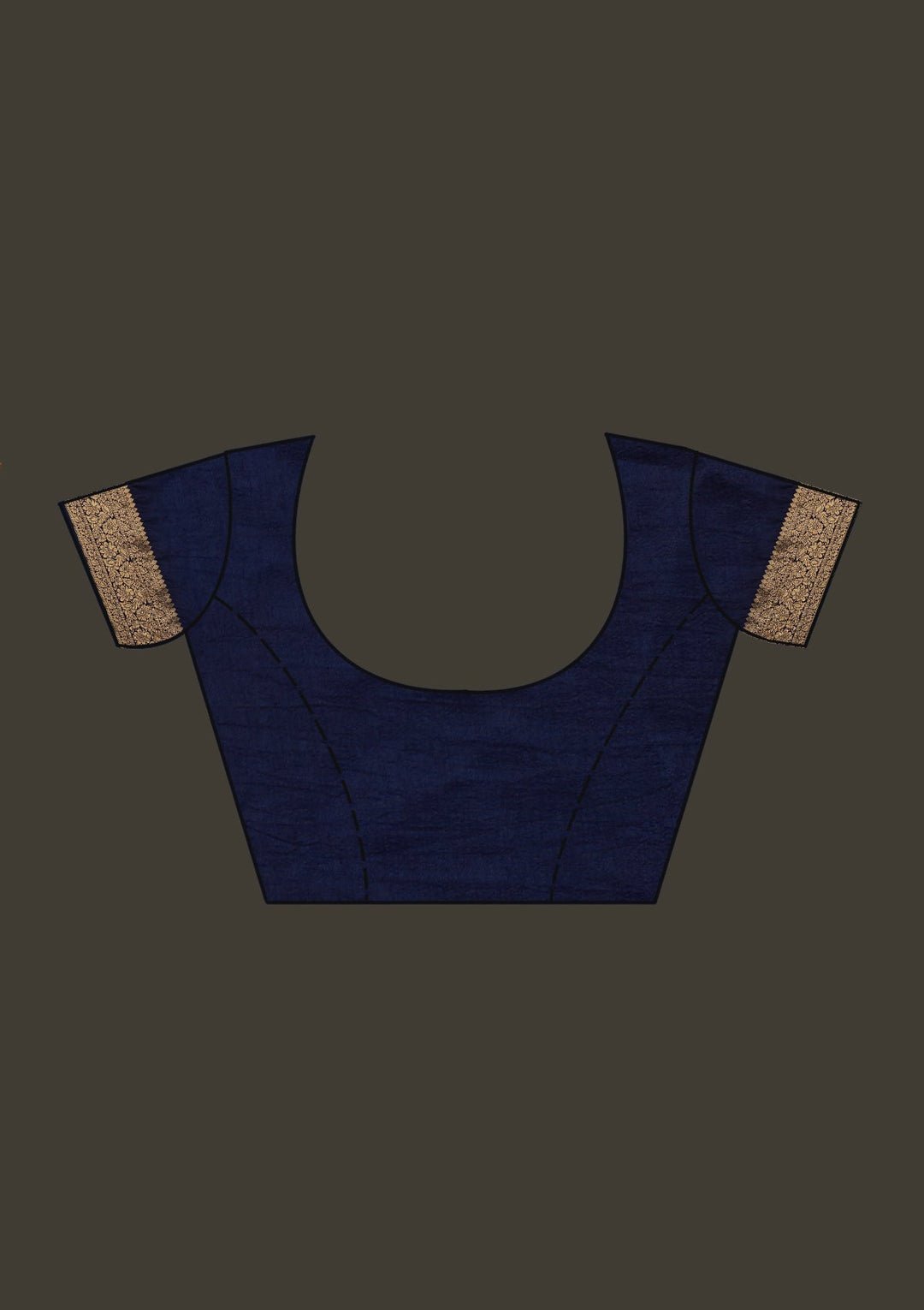 Navy Blue Zariwork Banarasi Designer Saree - Koskii