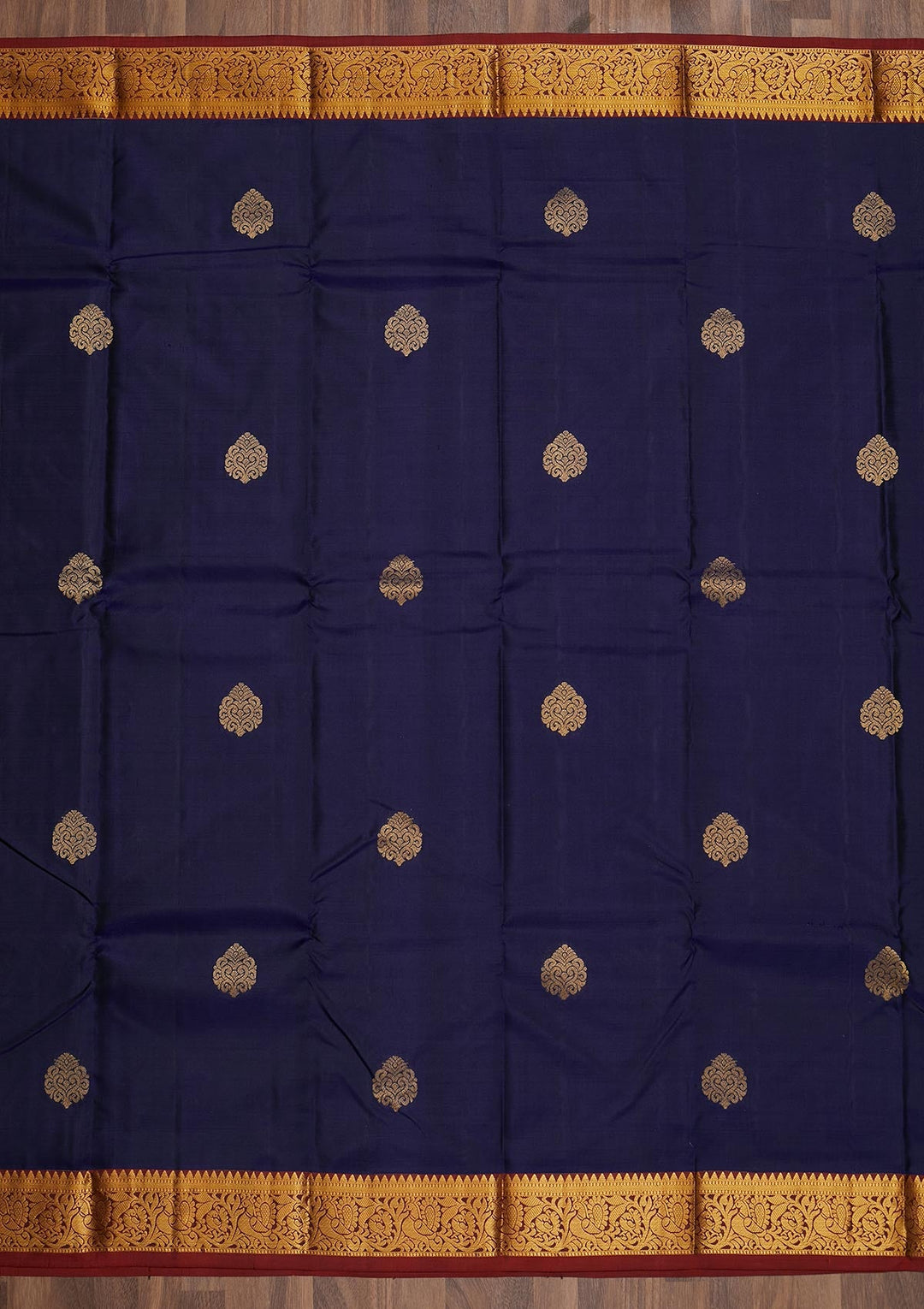 Navy Blue Zariwork Pure Silk Saree-Koskii