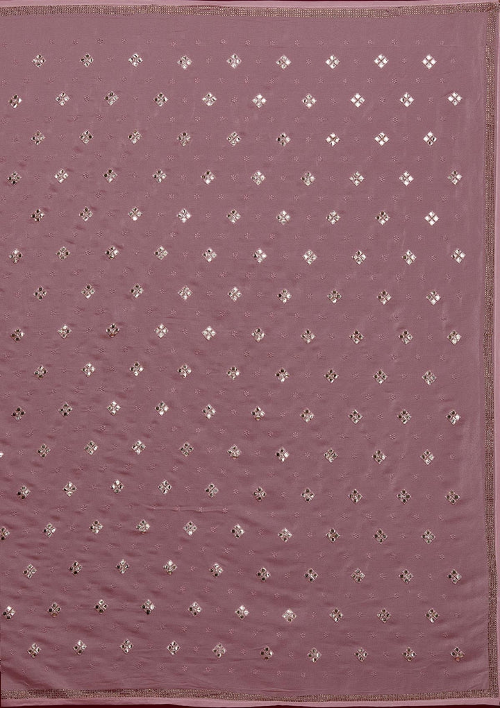 Onion Pink Swarovski Semi Crepe Designer Saree - Koskii