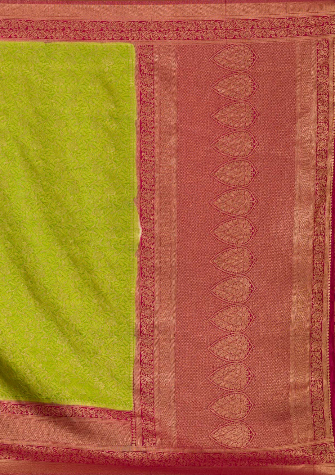 Parrot Green Zariwork Banarasi Saree-Koskii